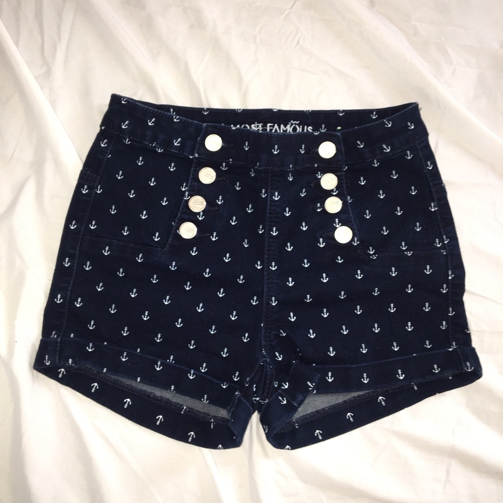 Sailor style navy blue Almost Famous shorts